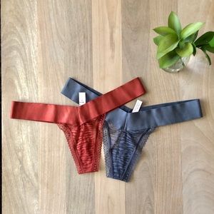 Victoria’s Secret Rust & Grey zebra lace thongs